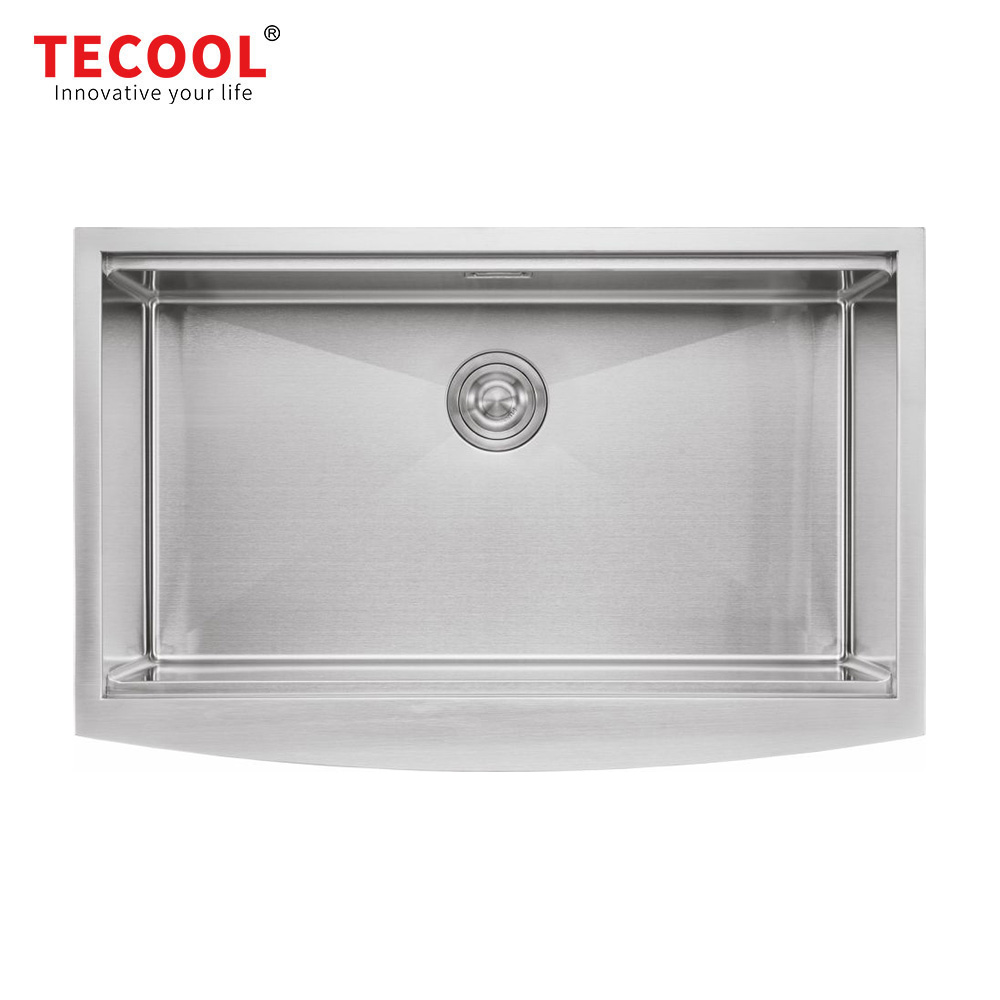 H-8353TSW Handmade Single Bowl Stainless Steel Apron Front Farmhouse Kitchen Sink