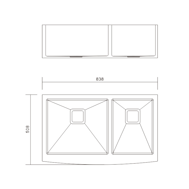 H-8451TDW Handmade Double Bowl Stainless Steel Apron Front Farmhouse Kitchen Sink