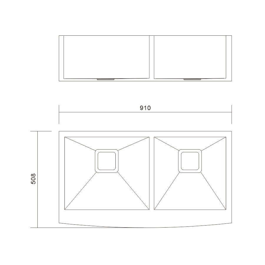 H-9151TDW Handmade Double Bowl Stainless Steel Apron Front Farmhouse Kitchen Sink