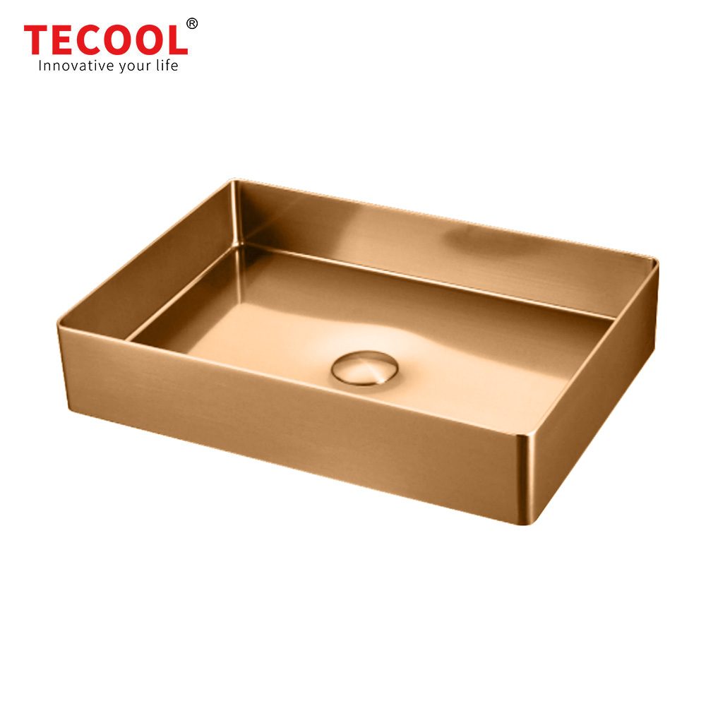 H-B5538S-RG Handmade Round Rose Gold Stainless Steel Above Counter Bathroom Sink