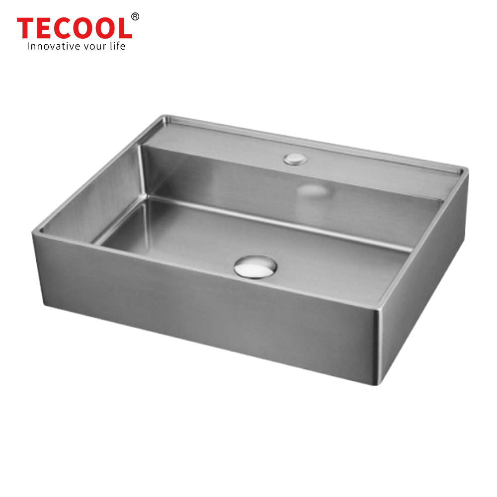 H-B6040S-SV Handmade Round Silver Stainless Steel Above Counter Bathroom Sink