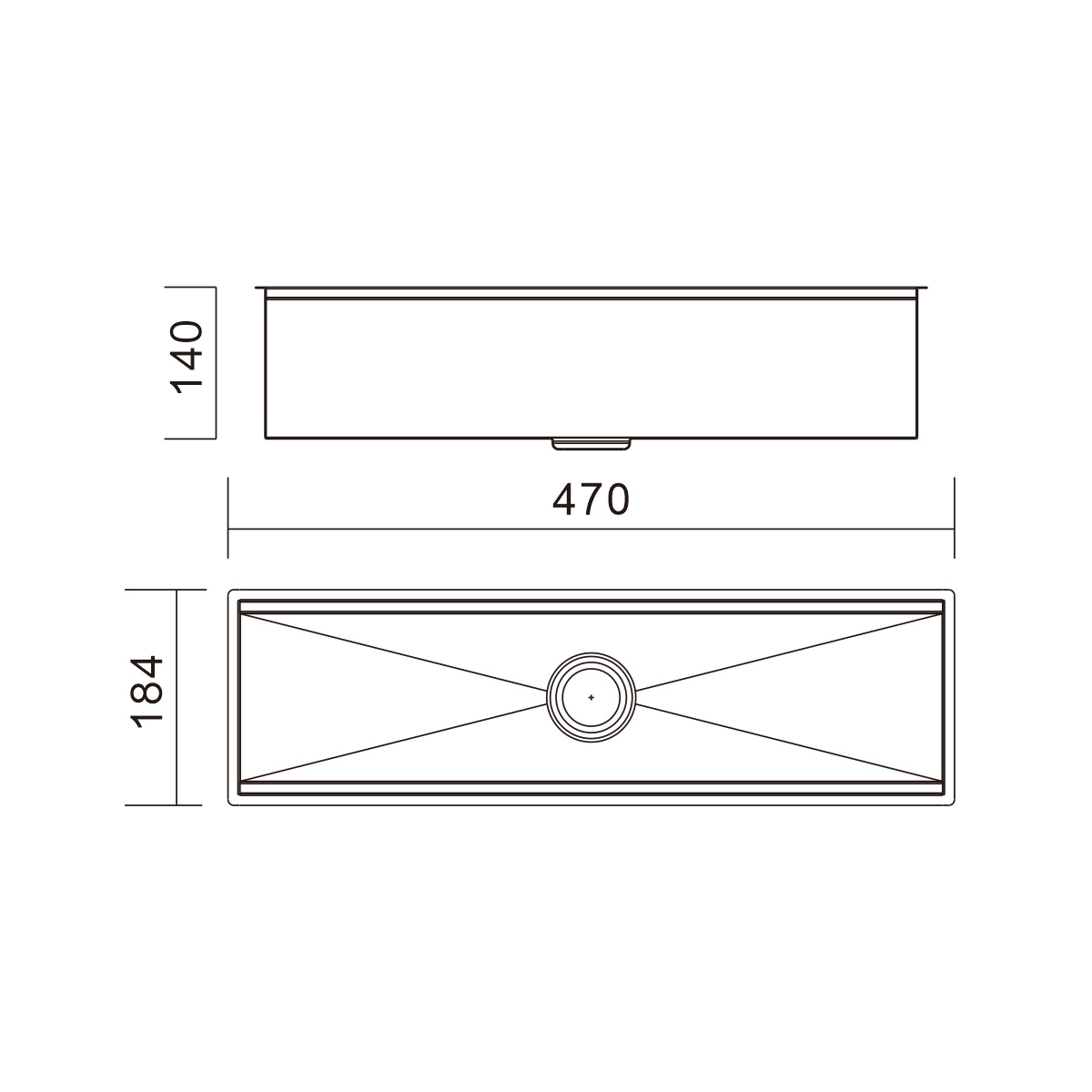 H-470US TECOOL Channel Sink Series | Handmade Stainless Steel Single Bowl Kitchen & Bar Sinks with Single Step & R10 Radius Corner