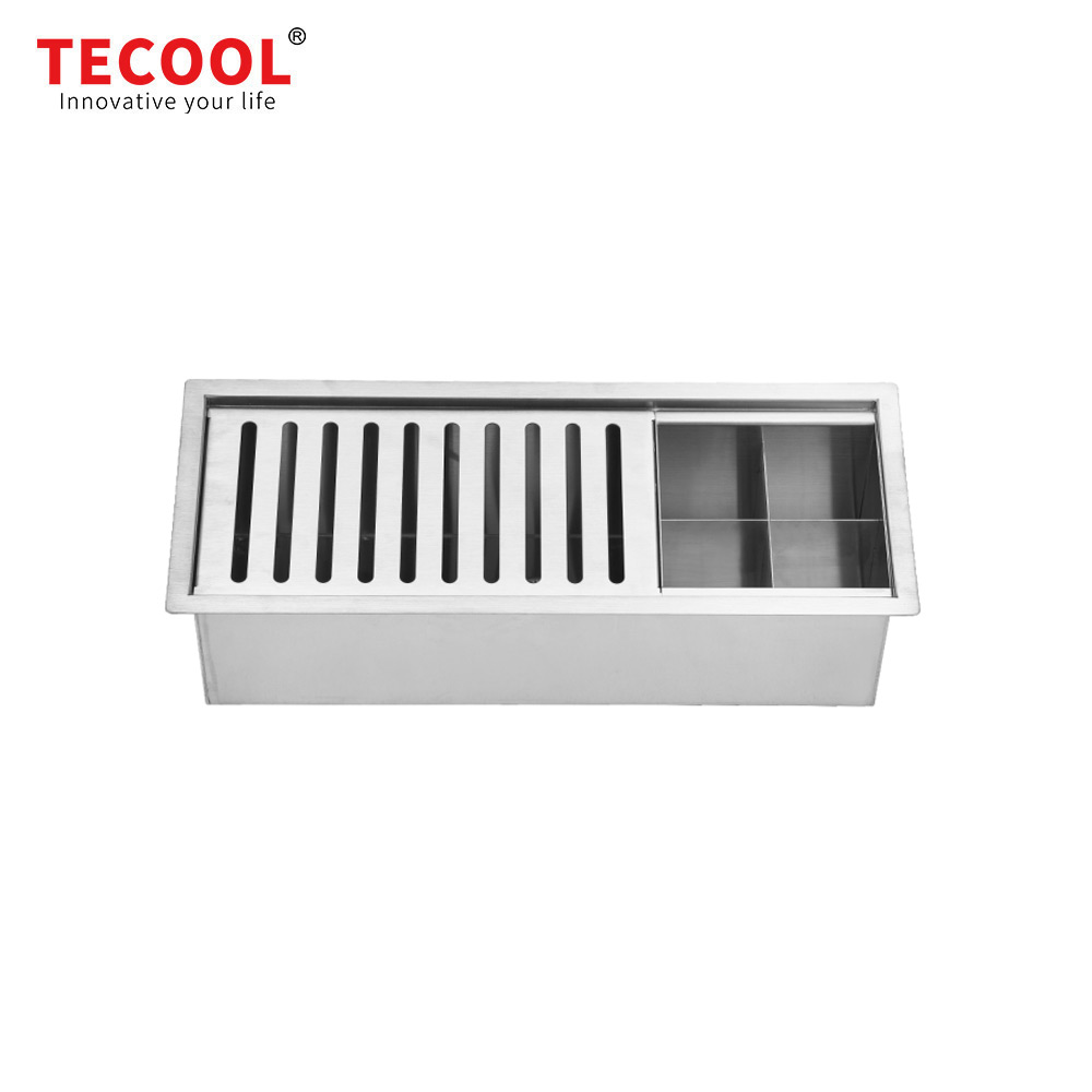 H-470US TECOOL Channel Sink Series | Handmade Stainless Steel Single Bowl Kitchen & Bar Sinks with Single Step & R10 Radius Corner