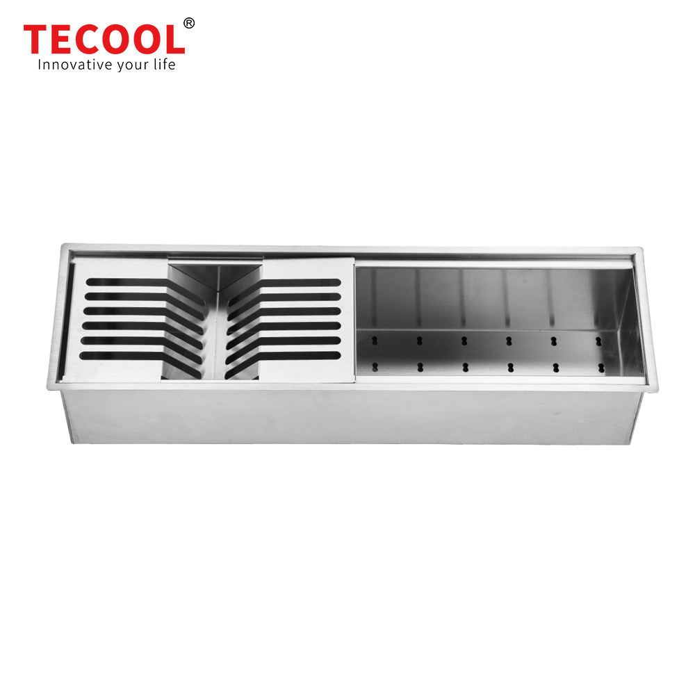 H-620US TECOOL Channel Sink Series | Handmade Stainless Steel Single Bowl Kitchen & Bar Sinks with Single Step & R10 Radius Corner