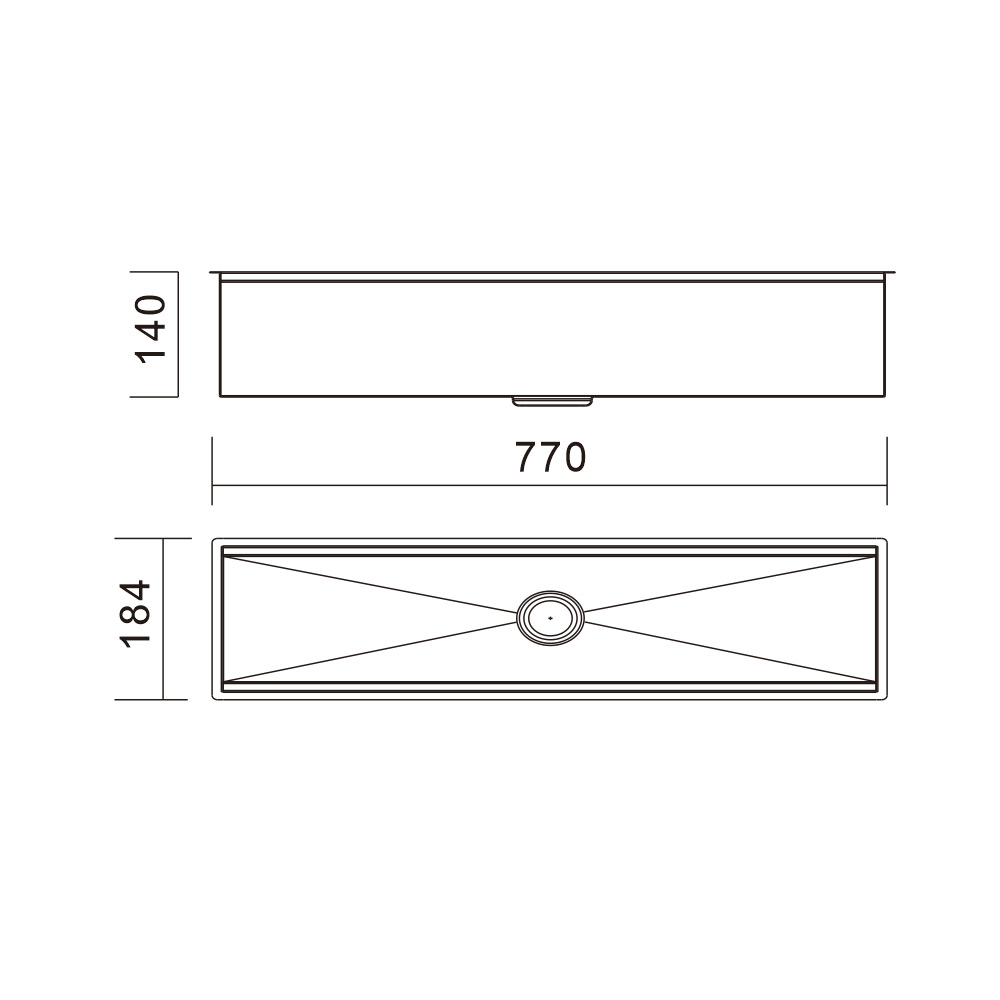 H-770US TECOOL Channel Sink Series | Handmade Stainless Steel Single Bowl Kitchen & Bar Sinks with Single Step & R10 Radius Corner