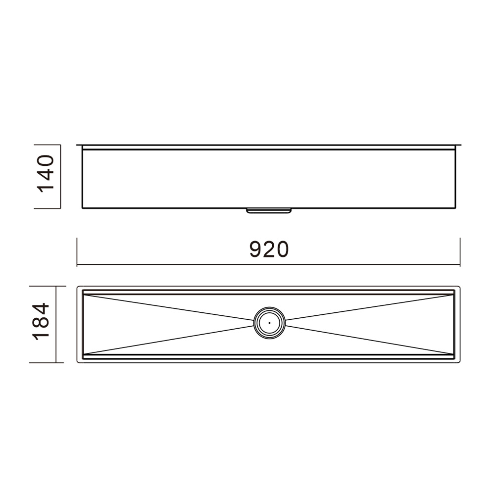 H-920US TECOOL Channel Sink Series | Handmade Stainless Steel Single Bowl Kitchen & Bar Sinks with Single Step & R10 Radius Corner