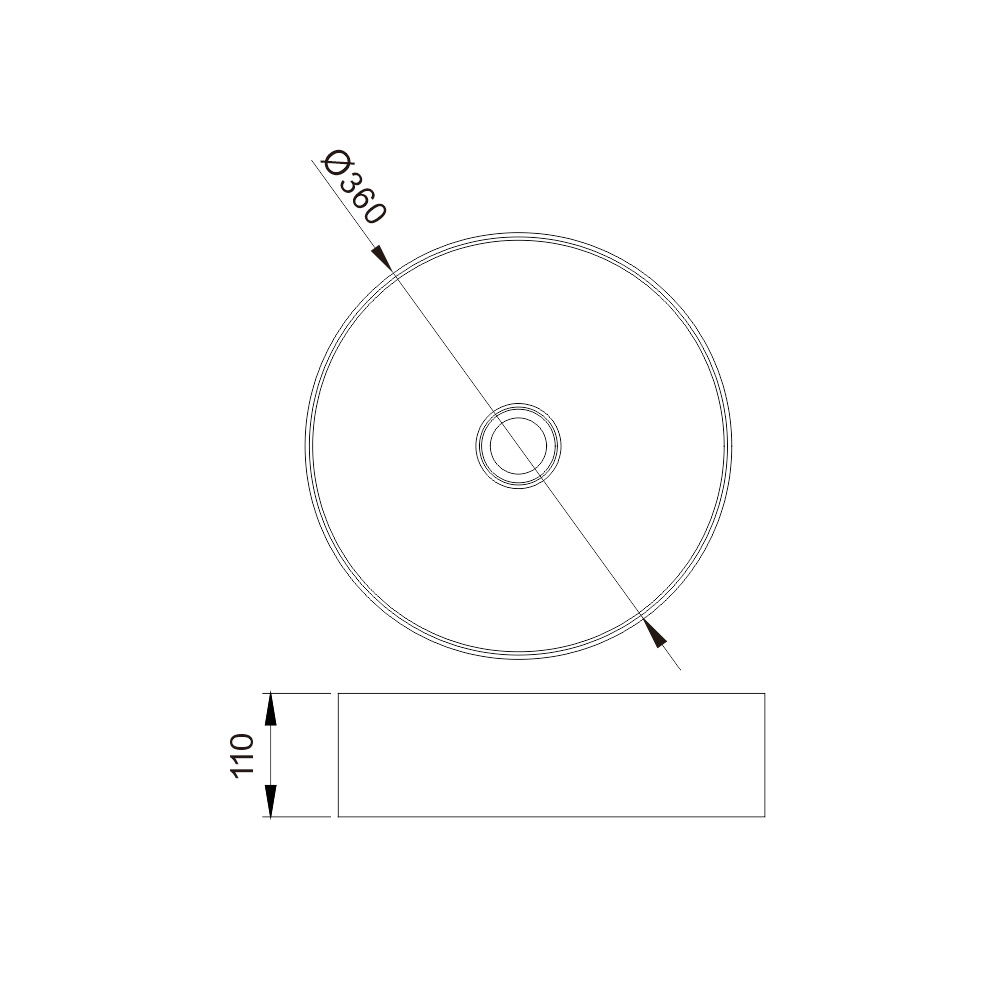 H-B36R-BK Modern Round Handmade Black Stainless Steel Bathroom Basin
