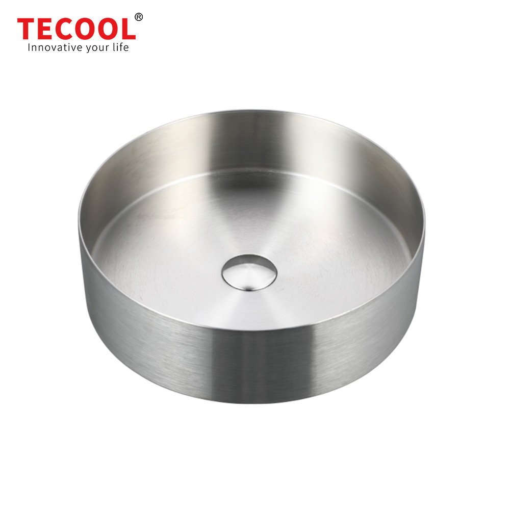 H-B36R-SV Modern Round Handmade Silver Stainless Steel Bathroom Basin
