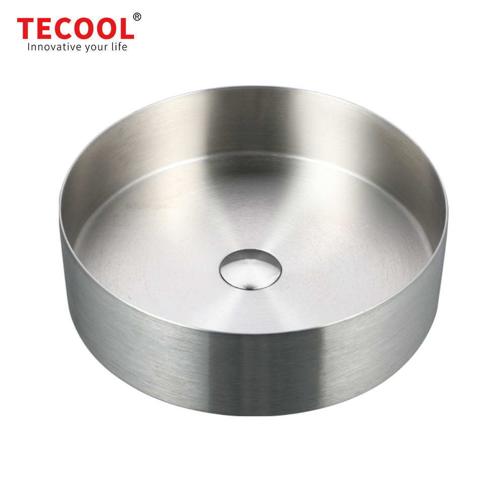 H-B40R-SV Modern Round Handmade Silver Stainless Steel Bathroom Basin